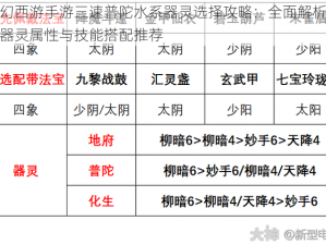 梦幻西游手游三速普陀水系器灵选择攻略：全面解析水系器灵属性与技能搭配推荐