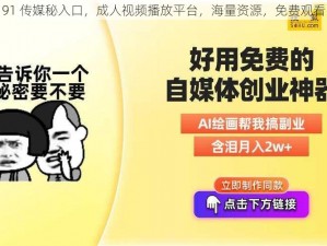 91 传媒秘入口，成人视频播放平台，海量资源，免费观看