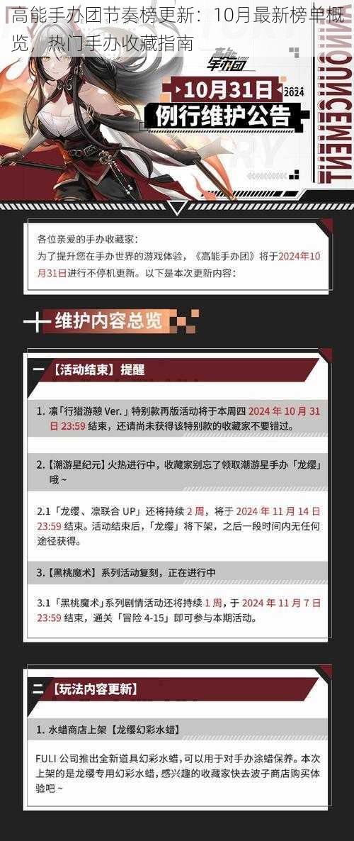 高能手办团节奏榜更新：10月最新榜单概览，热门手办收藏指南