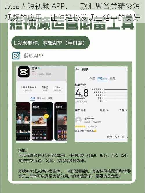 成品人短视频 APP，一款汇聚各类精彩短视频的应用，让你轻松发现生活中的美好