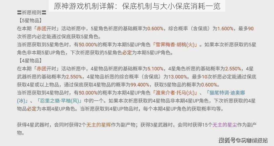 原神游戏机制详解：保底机制与大小保底消耗一览