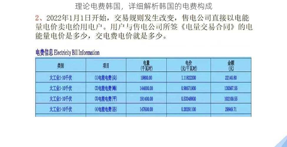 理论电费韩国，详细解析韩国的电费构成