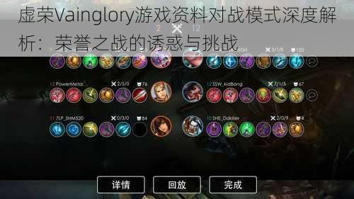 虚荣Vainglory游戏资料对战模式深度解析：荣誉之战的诱惑与挑战