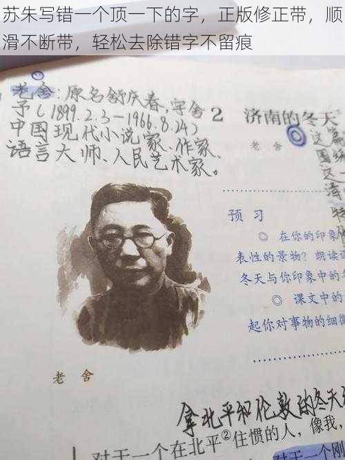 苏朱写错一个顶一下的字，正版修正带，顺滑不断带，轻松去除错字不留痕