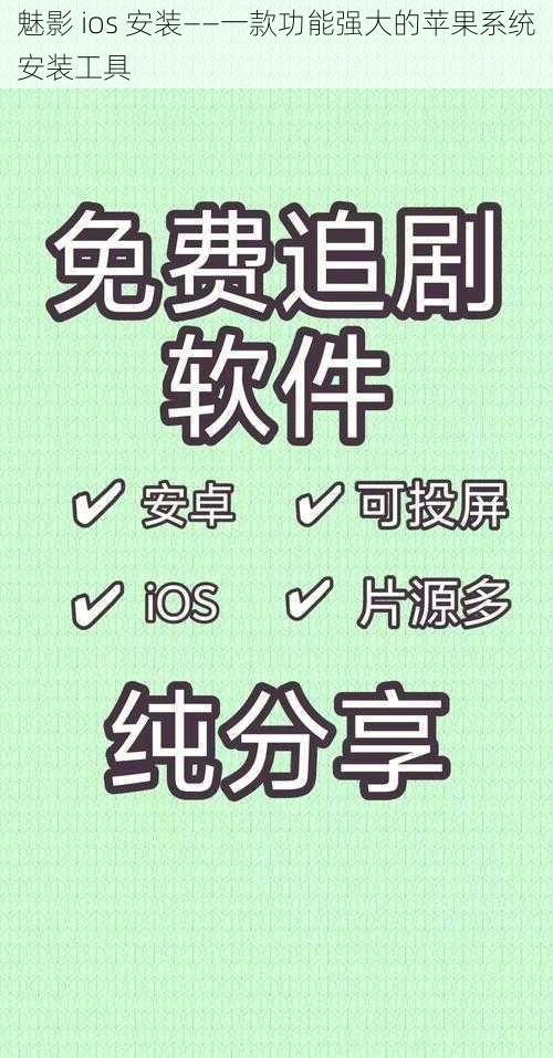 魅影 ios 安装——一款功能强大的苹果系统安装工具