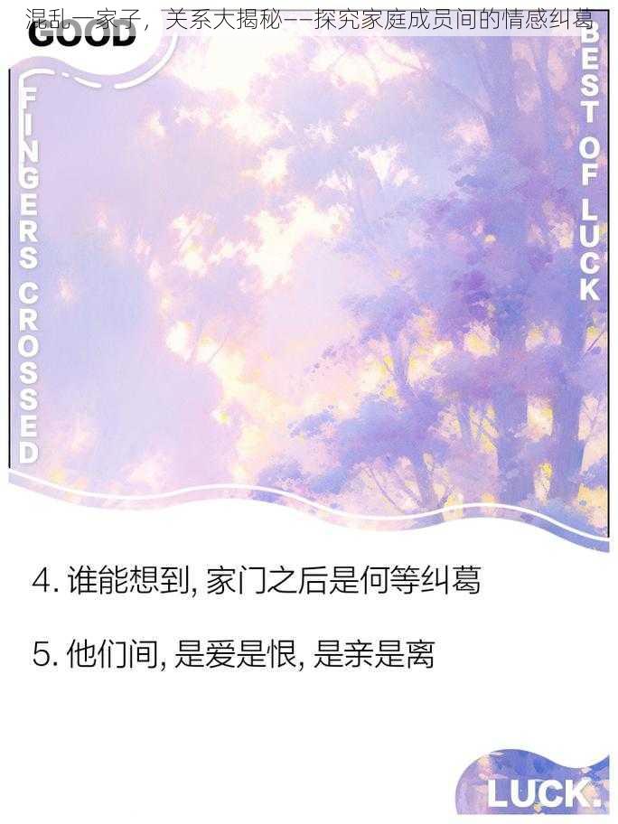 混乱一家子，关系大揭秘——探究家庭成员间的情感纠葛