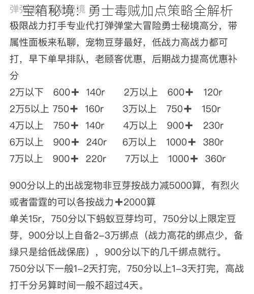 宝箱秘境：勇士毒贼加点策略全解析