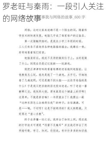 罗老旺与秦雨：一段引人关注的网络故事