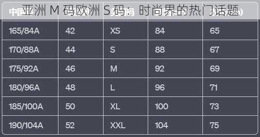 亚洲 M 码欧洲 S 码：时尚界的热门话题